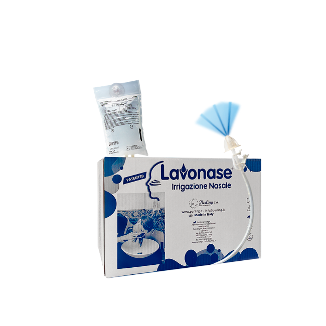 Purling International Lavonase Green Irrigazione Nasale 12 Sacche Soluzione Fisiologica Sterile 250 Ml + 12 Deflussori Non Steri