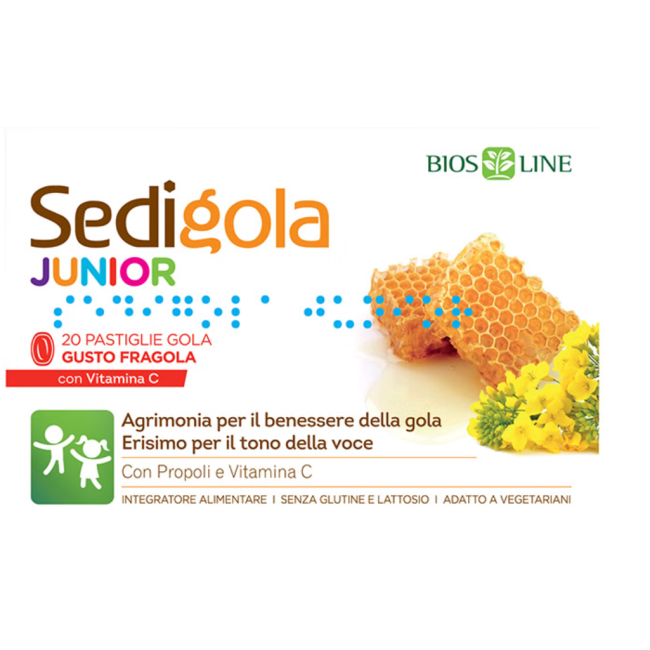 Bios Line Apix Propoli Sedigola Junior Fragola 20 Pastiglie