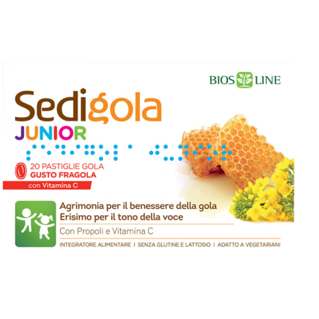 Bios Line Apix Propoli Sedigola Junior Fragola 20 Pastiglie