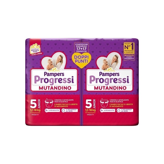 Pampers Progressi Mutandino Junior Pacco Doppio 34 Pezzi