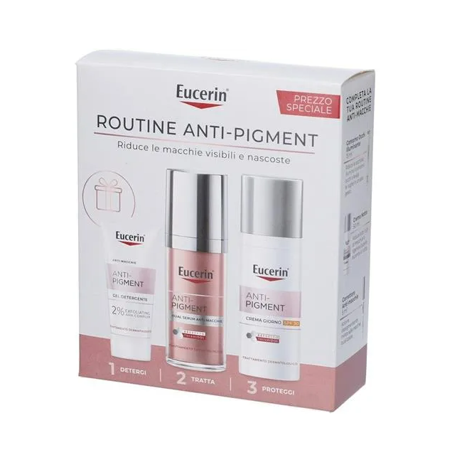 Cofanetto Eucerin anti-pigment siero+ crema giorno+ detergente viso anti-macchie