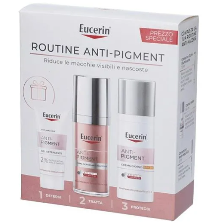 Cofanetto Eucerin anti-pigment siero+ crema giorno+ detergente viso anti-macchie