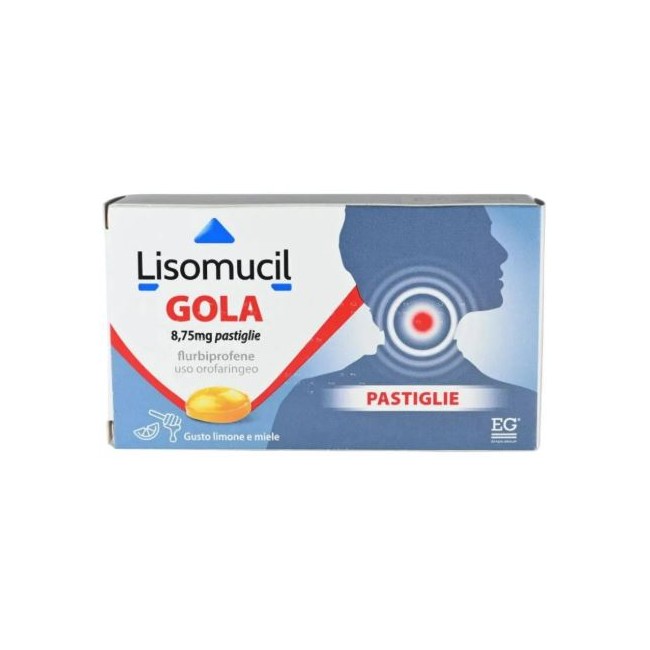 16 Pastiglie lisomucil gola gusto limone e miele