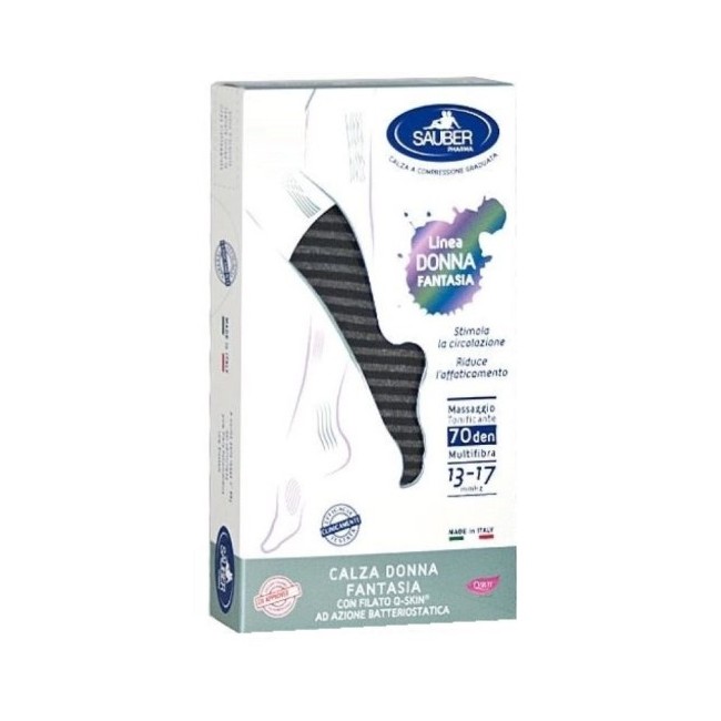 Desa Pharma Calza Sauber Donna Fantasia 70 Riga Lurex Lame' Nero L/xl