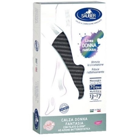 Desa Pharma Calza Sauber Donna Fantasia 70 Riga Lurex Lame' Nero L/xl