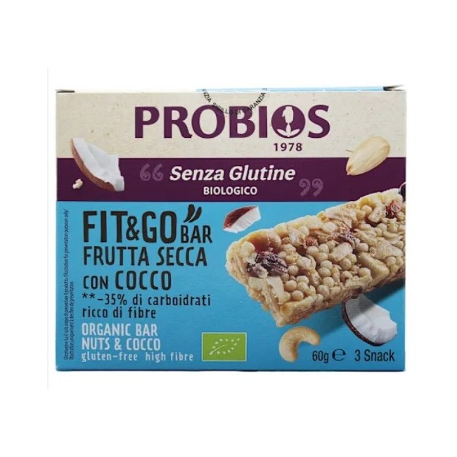 Probios Societa' Benefit Probios Fit&go Barretta Frutta Secca E Cocco 3 Pezzi Da 20 G