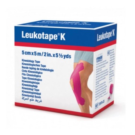 Essity Benda Adesiva Actimove Leukotape K Taping Fisioterapico Larghezza 5 Cm Lunghezza 5 M Colore Rosa In Rotolo