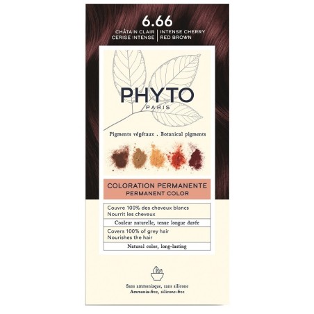 Color Kit Phytocolor 6,66 Castano Intenso Rosso Ciliegia 1 Latte Rivelatore 50 Ml + 1 Crema Colorante 50 Ml + 1 Maschera Prolung