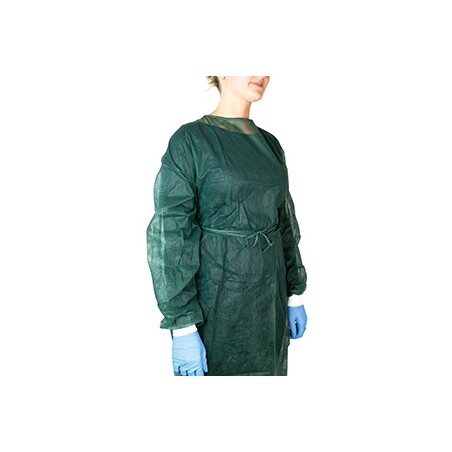 Gardening Camice Monouso Non Sterile Verde Scuro/azzurro Polsini In Cotone 10 Pezzi