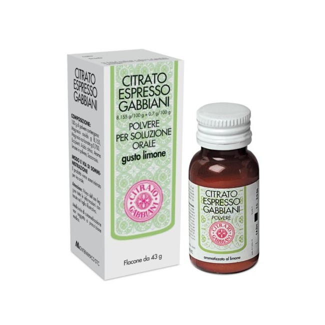 Citrato Espresso Gabbiani 8,155 G/100 G + 0,7 G/100 G Polvere Per Soluzione Orale Gusto Limone