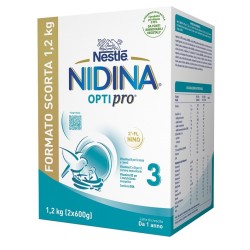 Nestl&egrave; Nidina Optipro 3 Polvere 2 Pezzi Da 600 G