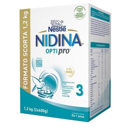 Nestl&egrave; Nidina Optipro 3 Polvere 2 Pezzi Da 600 G