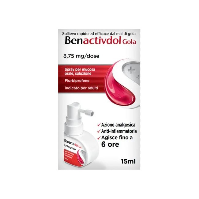 Flacone Spray 15 Ml con applicatore di Benactivdol Gola della Reckitt Benckiser