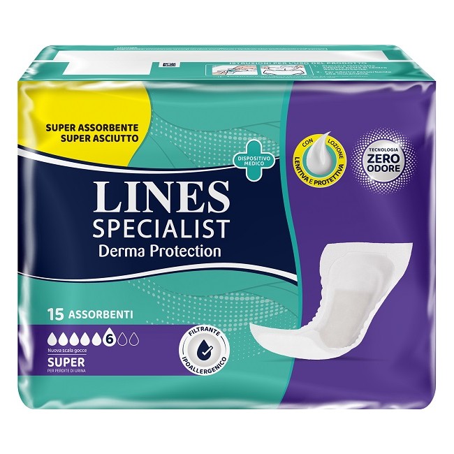 Fater Pannolone Per Incontinenza Lines Specialist Derma Protection Sagomato Anatomico Super 15 Pezzi