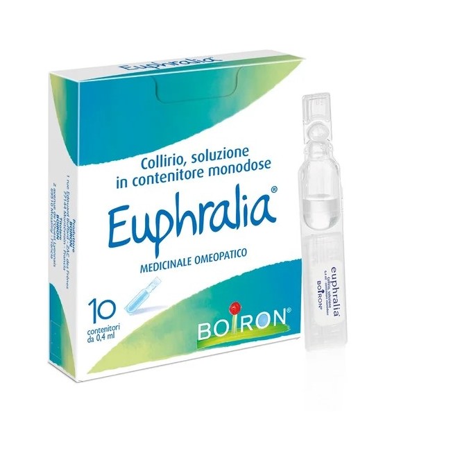 confezione da 10 flaconcini monodose di soluzione oftalmica sterile di Euphralia Collirio