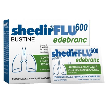 Shedir Pharma Shedirflu 600 Edebronc 20 Bustine Da 3 G Gusto Arancia, Senza Glutine, Naturalmente Privo Di Lattosio, Senza Zucch