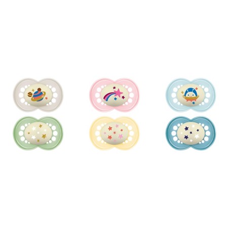 Mam Baby Mam Succhietto Original Night 6+ Mesi Silicone 2 Pezzi