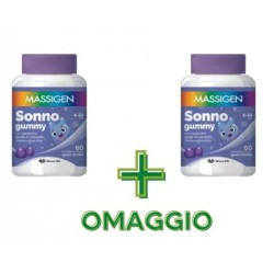 confezione promozionale 1 pi&ugrave; 1 con 120 caramelle gommose totali di Massigen Sonno Gummy
