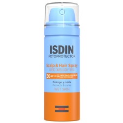 Flacone da 50 ml di Isdin Scalp & Hair Spray Spf50