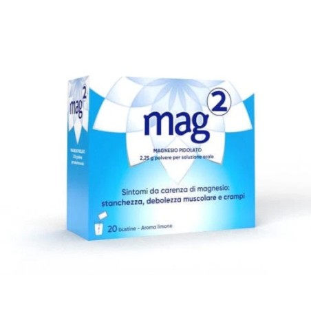 20 bustine di magnesio in polvere di Mag2 per la stanchezza