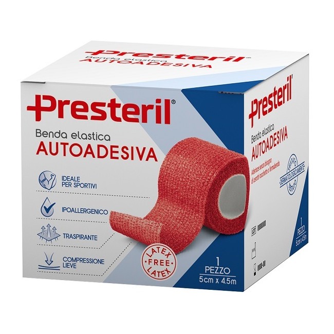 Corman Benda Elastica Autoadesiva Latex Free Presteril Cm 5x4,5 M Tesi Rosso