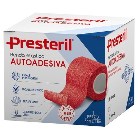 Corman Benda Elastica Autoadesiva Latex Free Presteril Cm 5x4,5 M Tesi Rosso