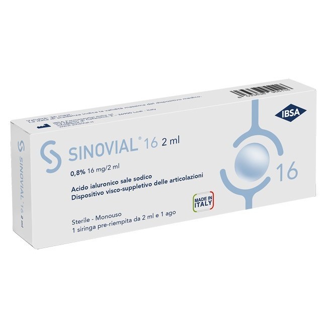 Ibsa Farmaceutici Siringa Intra-articolare Sinovial 16 Acido Ialuronico Sale Sodico 0,8% 16mg/2ml 2ml + Ago 21 Gauge