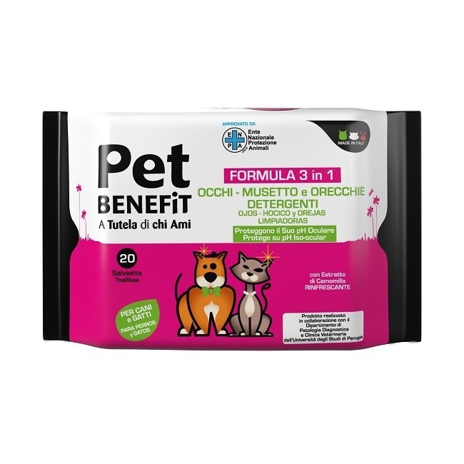 Diva International Pet Benefit Salviette Occhi/musetto/orecchie 20 Pezzi