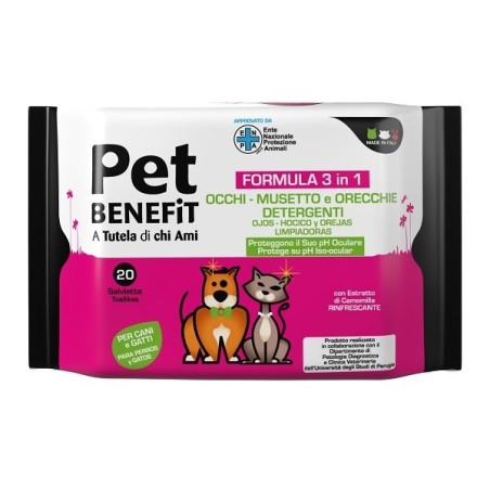 Diva International Pet Benefit Salviette Occhi/musetto/orecchie 20 Pezzi