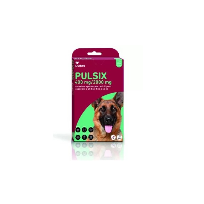 Industria Italiana Integr. Trei Pulsix 400 Mg/2000 Mg Soluzione Spot-on Per Cani Di Peso Superiore A 25 Kg E Fino A 40 Kg