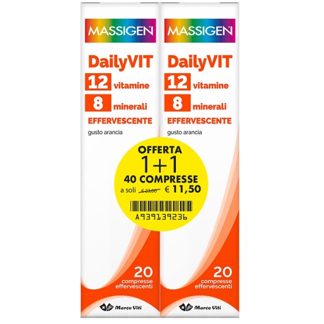 Tubo contenente 20 + 20 compresse di Marco Viti Massigen Dailyvit Effervescente