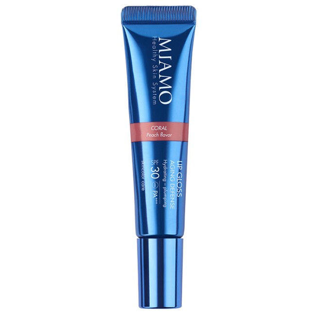 Miamo Skincolor Care Lip Gloss Aging Defense Spf 30+ Coral Peach Flavor 15 Ml