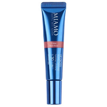 Miamo Skincolor Care Lip Gloss Aging Defense Spf 30+ Coral Peach Flavor 15 Ml