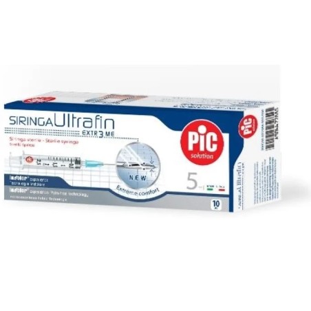 Confezione da 10 siringhe da 5 ml con ago Gauge 23 di Pic Siringa Ultrafin