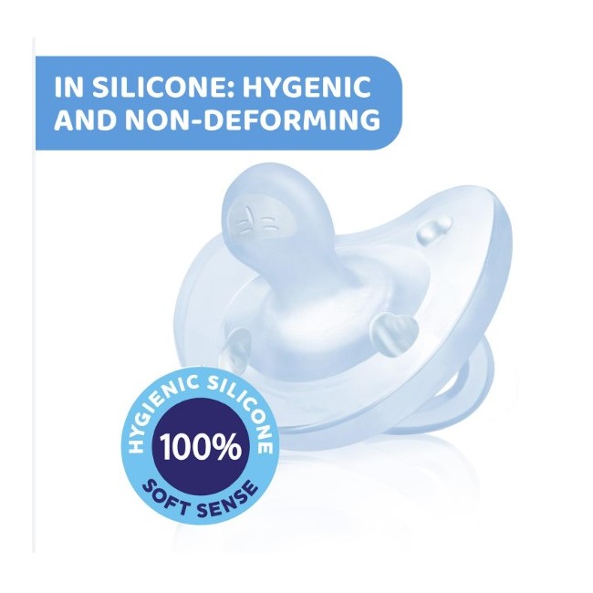 Confezione da 2 succhietti in silicone colore azzurro per bambini da 2 a 6 mesi Chicco