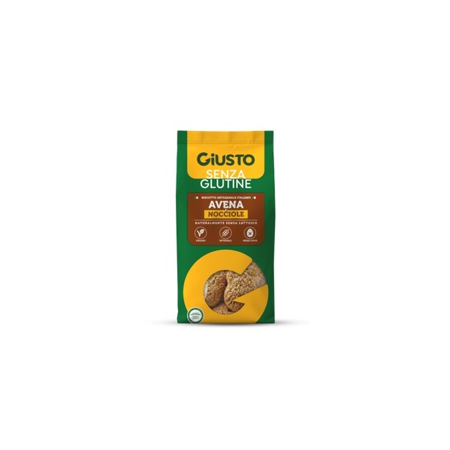 Farmafood Giusto Senza Glutine Biscotti Avena & Nocciole 200 G Vegan, Senza Uova E Naturalmente Senza Lattosio