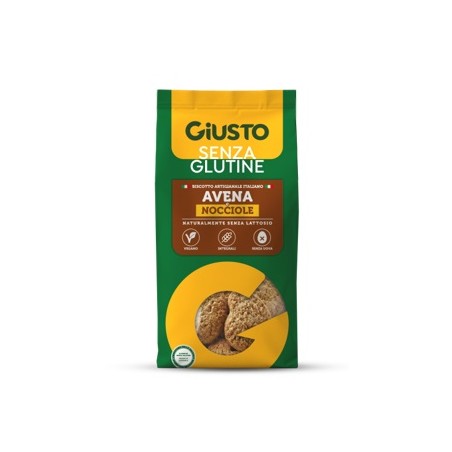 Farmafood Giusto Senza Glutine Biscotti Avena & Nocciole 200 G Vegan, Senza Uova E Naturalmente Senza Lattosio