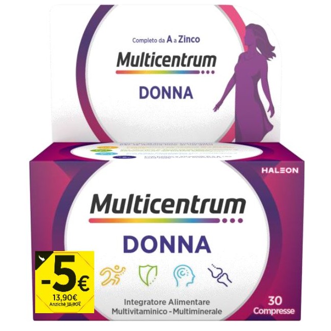 Confezione promozionale 2026 da 30 compresse di Haleon Multicentrum Donna