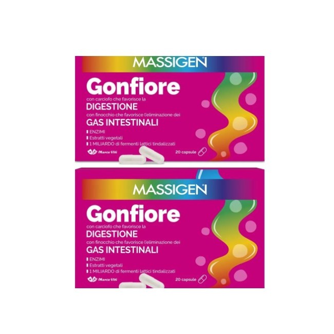 Confezione promozionale 1+1 di Marco Viti Massigen Gonfiore 20 Capsule
