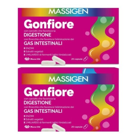 Confezione promozionale 1+1 di Marco Viti Massigen Gonfiore 20 Capsule