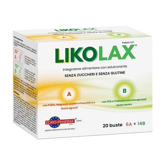 Euro-pharma Likolax 6 Bustine A 5 G Gusto Agrumi + 14 Bustine B 3 G Gusto Neutro Senza Glutine