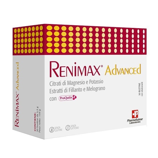 Confezione da 30 bustine. Senza glutine e senza lattosio di Pharmasuisse Laboratories Renimax Advanced