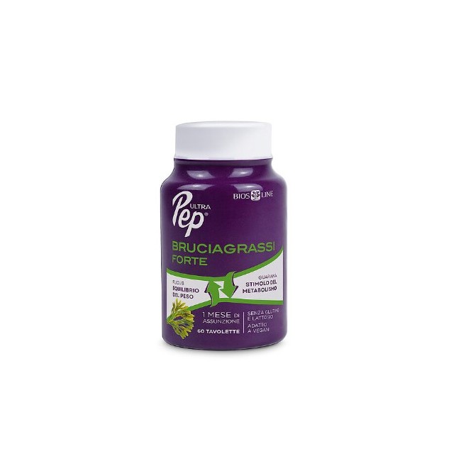 Confezione da 60 tavolette. Senza glutine e senza lattosio. Bios Line Ultra Pep Bruciagrassi Forte