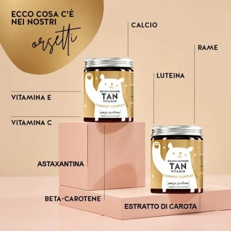 Bears With Benefits Golden Goddess Tan Vitamin 60 Caramelle Gommose Con Edulcoranti Senza Zuccheri Senza Glutine