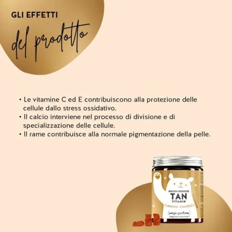 Bears With Benefits Golden Goddess Tan Vitamin 60 Caramelle Gommose Con Edulcoranti Senza Zuccheri Senza Glutine