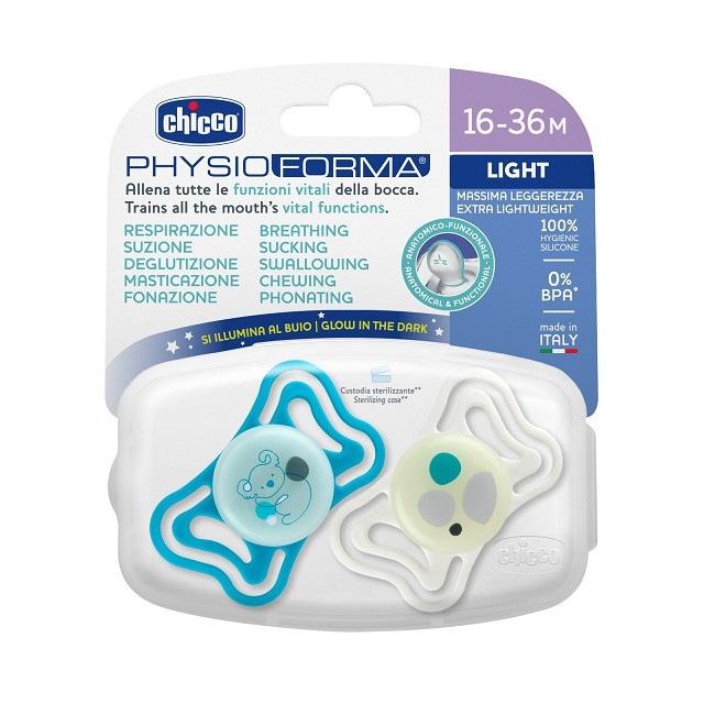 Chicco Succhietto Light Lumi Silicone 16-36m 2 Pezzi