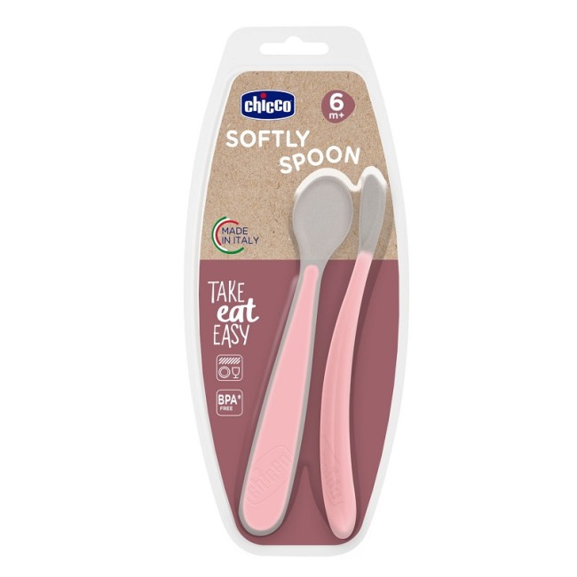 Chicco Cucchiaio In Silicone Doppio Rosa 6m+