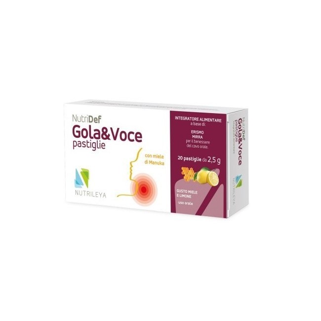 Nutrileya Nutridef Gola & Voce Sugar Free Miele Limone Eucaliptolo 20 Pastiglie