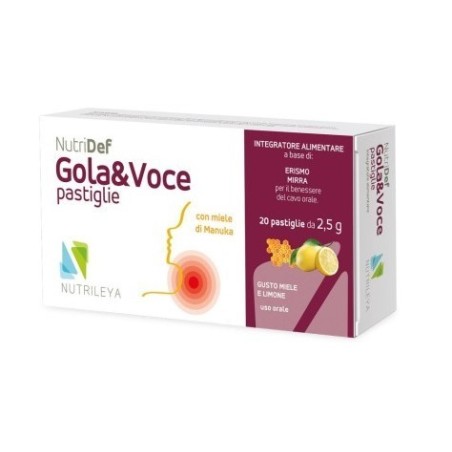 Nutrileya Nutridef Gola & Voce Sugar Free Miele Limone Eucaliptolo 20 Pastiglie