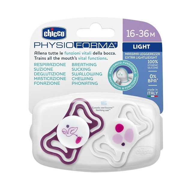 Chicco Succhietto Light Rosa Silicone 16-36m 2 Pezzi